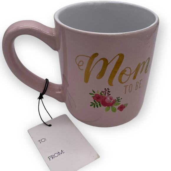 Mom To Be Mug 21OZ New Flower and Gold Writing - Picture 2 of 3